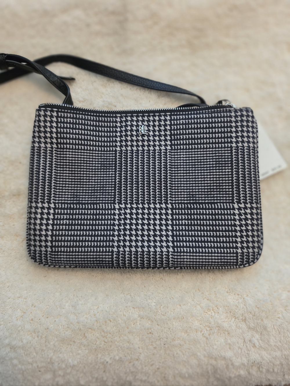 Ralph Lauren Black & White Houndstooth Crossbody Bag